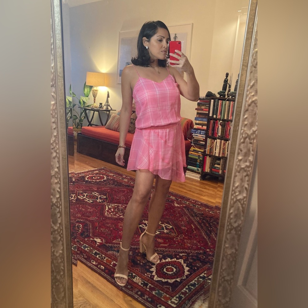 Amanda Uprichard, 💖 pink Plaid chiffon. Size small. Worn once.